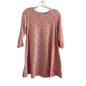 Crown & Ivy Seahorse Jersey Shift Dress Pink Green XS